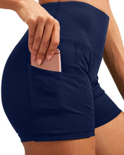 Navy Calcao High Waist With Pocket Athletic Yoga Shorts