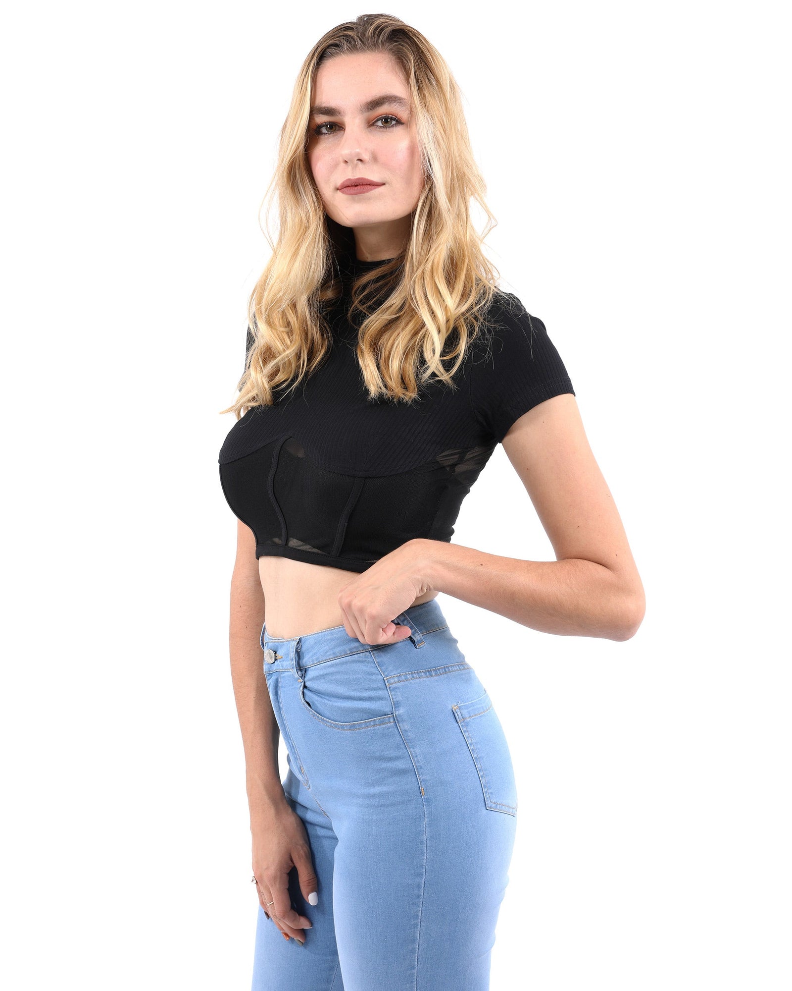 Gregory Short Sleeve Ribbed Crop Top