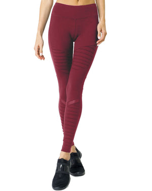 Red Athletique Low-Waisted Ribbed Fashionable High Compression Leggings