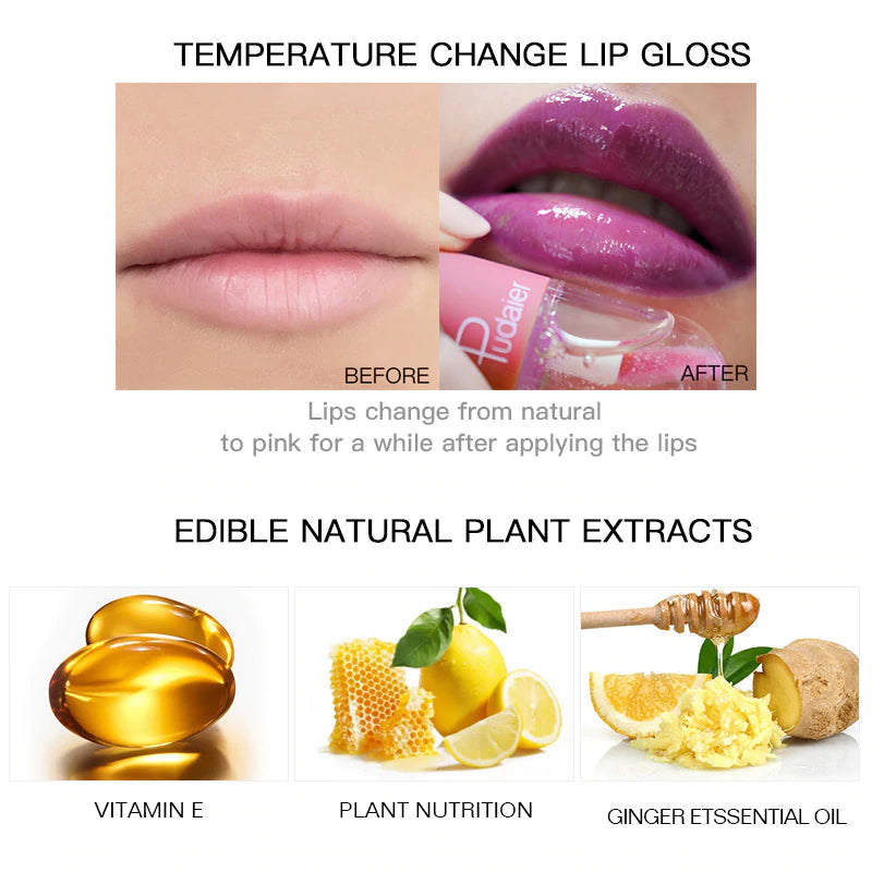 PUDAIER® Lip Gloss - Color 01# Temperature Change 3- Pack