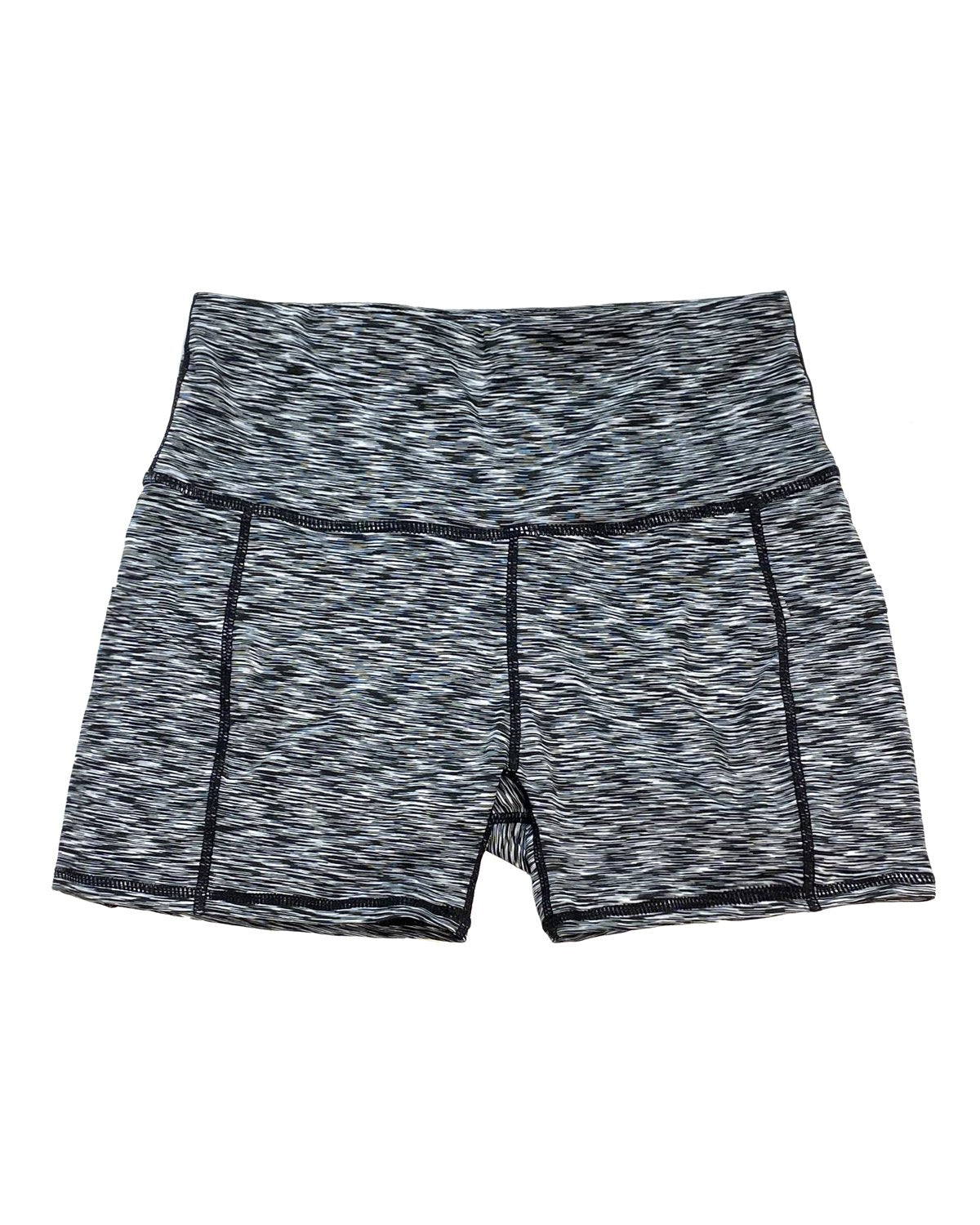 Calcao High Waist Yoga Shorts With Pocket - Silver/Grey