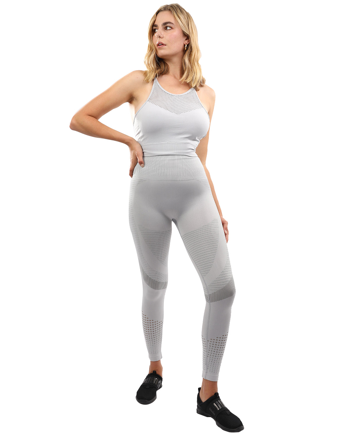 Helia Seamless Leggings & Sports Bra Set - Grey