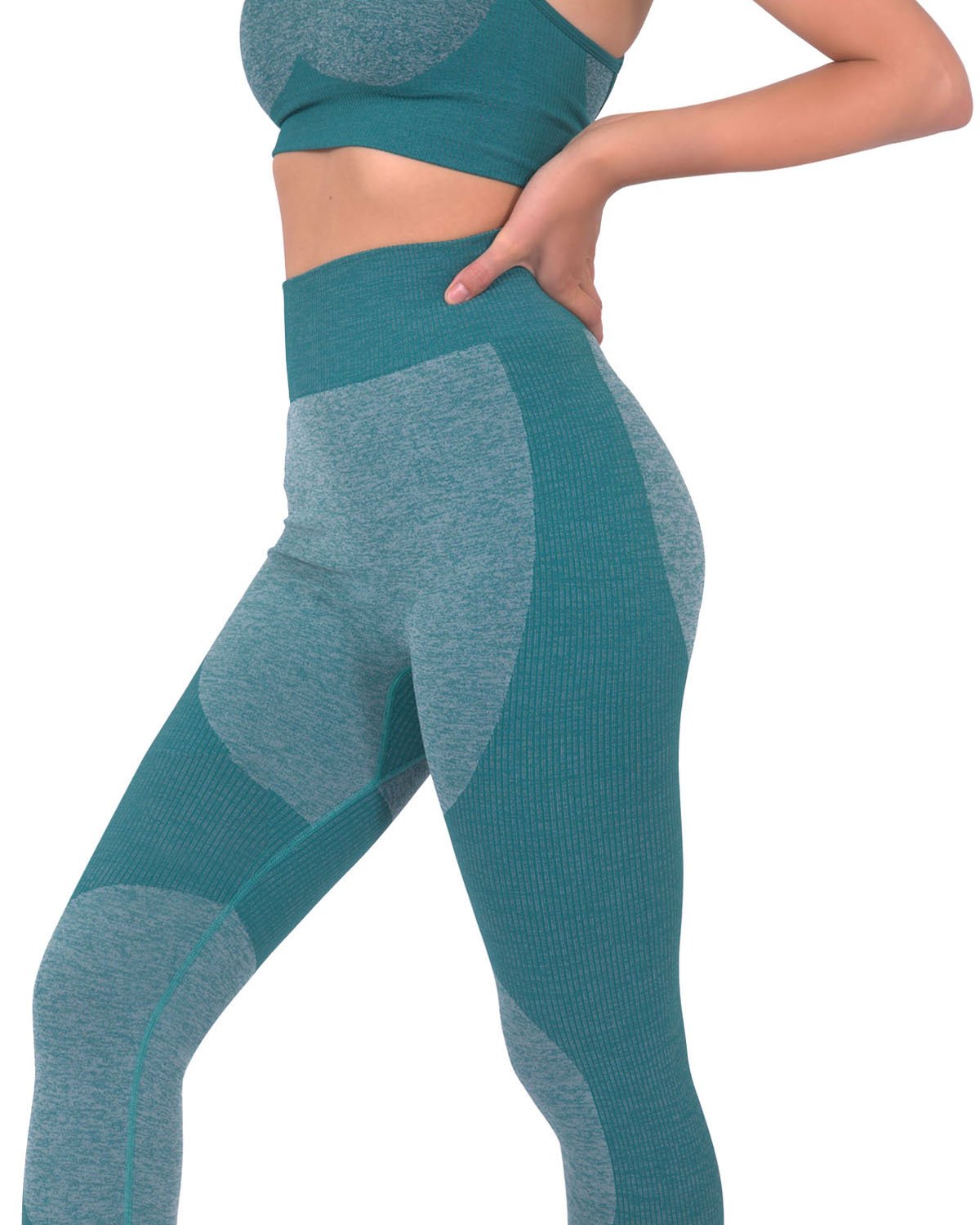 Megara Seamless Legging with Striped Panels - Green