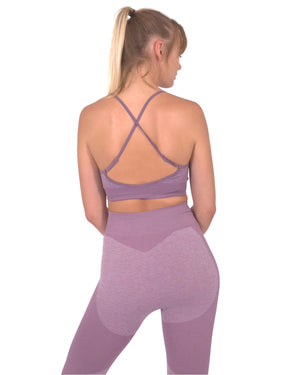 Purple Megara Seamless With Striped Band Racerback Sports Bra