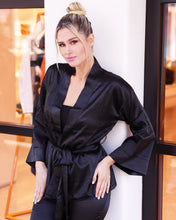 Olivia Satin Robe Set - Black