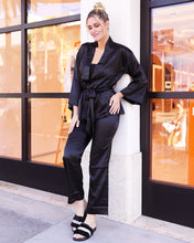 Olivia Satin Robe Set - Black