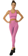 Pink Mesh Seamless Racerback Sports Bra & Leggings Set