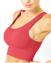 Red Pullover Mesh Seamless Cutouts Sports Bra