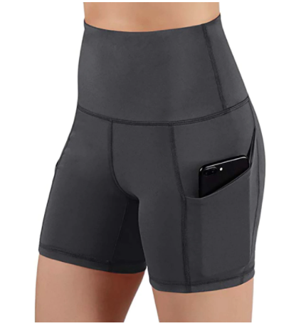 Grey Calcao High Waist With Pocket Athletic Yoga Shorts