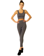 Mesh Seamless Legging with Ribbing Detail - Taupe