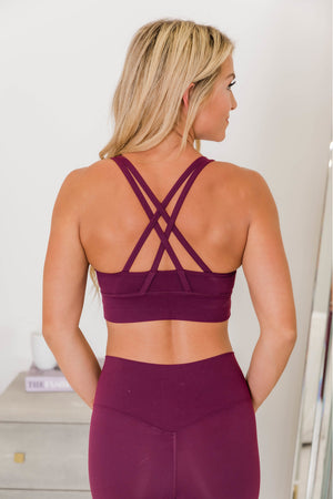 Red Scoop Neckline & Crisscross Back Sports Bra Leggings Set